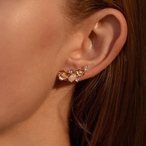 2020 Korean Hot Fashion Jewelry Fresh Cute Opal Flower Stud Earrings Crystal Earring For Women Wedding Jewelry Gifts