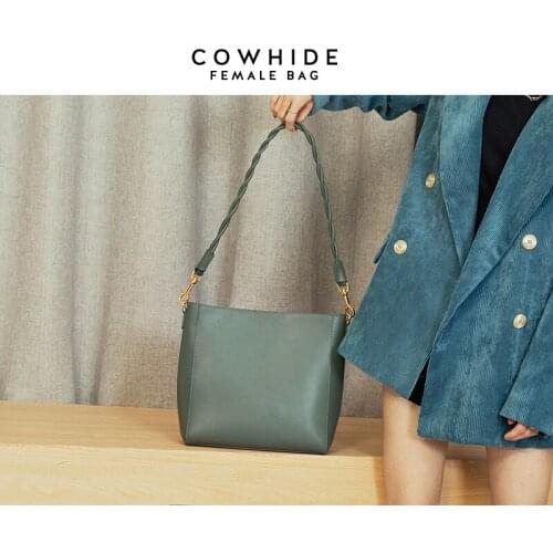 2021 Women Fashion Travel Work Large Capacity One-Shoulder Bag Leisure Soft Leather Bucket Bag For Women