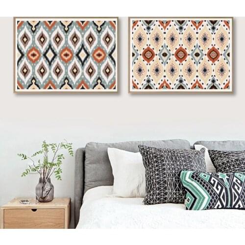 African Rug Print Aztec Style Ikat Geometric Folk Embroidery Ornament Wall Pictures Scandinavian Canvas Painting Wall Art Decor