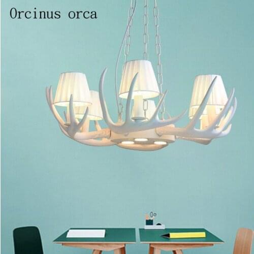 American rural white antler chandelier living room restaurant bar Mediterranean industrial wind retro creative Chandelier