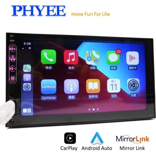 Apple CarPlay Car Radio 2 Din Android Auto MP5 Player Mirror Link Bluetooth A2DP USB AM FM Stereo Receiver 7" Head Unit PHYEE X5