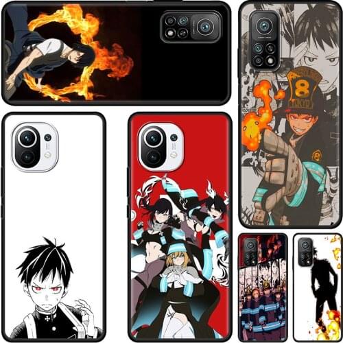 Anime Fire force Brigade Phone Case for Xiaomi Mi Poco X3 NFC M3 F1 10T 9T Pro Note 10 A2 8 11 Lite 5G Black Cover Coque