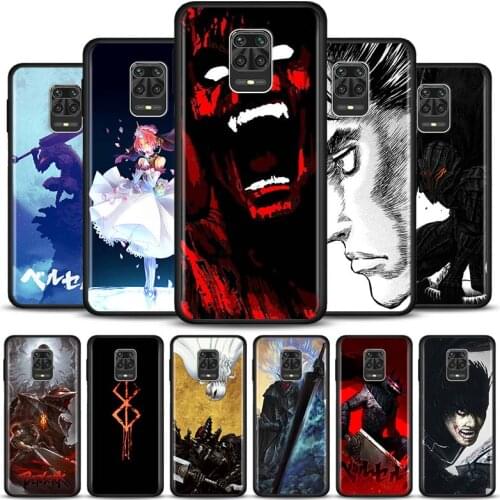Case For Xiaomi Redmi Note 10 Pro Max 5G 9 9S 9Pro Cover For Redmi K40 Pro Plus 9 Power 9T Berserk Guts Anime
