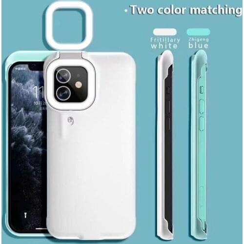 For iPhone 12 Pro Ring Light Flash Case LED Selfie Flashlight Cellphone Case Cover for iPhone 6 7 8 Plus XS XR 11 12