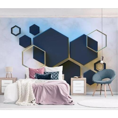 CJSIR Custom Photo Wallpaper Mural 3d Geometric Hexagonal Mosaic Stitching TV Background Wall Papers Home Decoration