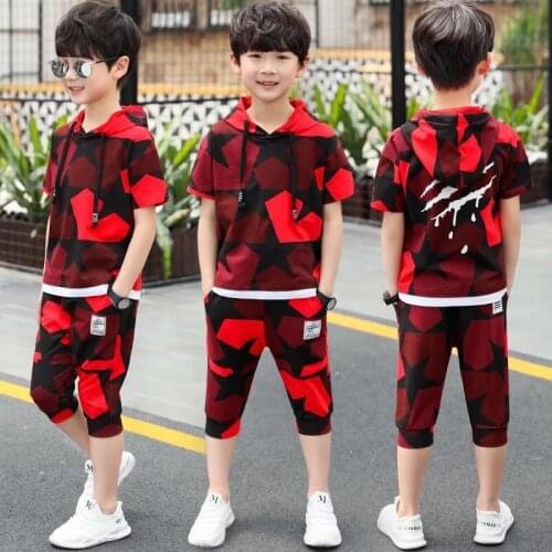 Kids clothes 2021 Summer Boy clothes Sets Short Sleeve Shirt+Camouflage Short 2PCS Children Clothing Tracksuit 4 6 8 10 14 year
