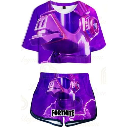 Summer 100% Polyester Fortnite Man Graphic T-shirts Short 2pcs Set Kids Boys T Shirt Childrens Tees Aesthetic Shirt Suit