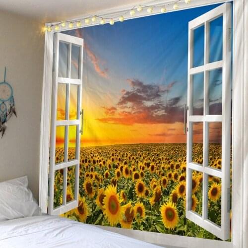 Thregost 3D Print Bedroom Living Room Sunflower Tapestry Modern Scenic Rectangle Wall Hanging Polyester Dorm Room Wall Carpets