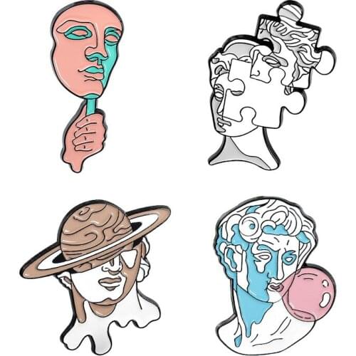 Gothic Sculpture Enamel Pin Metal Anime Badges Vintage Brooches For Women Cute Lapel Pins Art Badges Avatar Brooches For Clothes