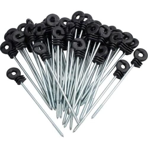 25 PCS Electric Fence Distance Insulators, Plastic Ring Insulators Long Distance Screw for Wooden Post