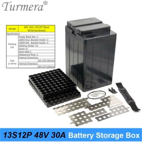 Turmera 48V 30Ah E-Bike Battery Stoarge Box for 13S12P 18650 Lithium Batteries Pack Use Include Holder and Welding Nickel Strips