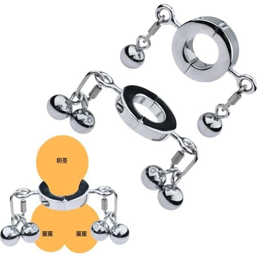 Manyjoy Metal Scrotum Pendant Ball Stretcher Stainless Steel Weight Testis Lock Penis Ring BDSM Restraint Toys for Men Beginner