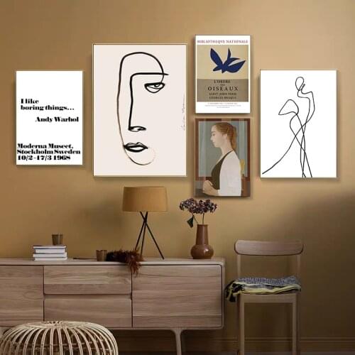 Minimalist Abstract Retro Girl Figure Pictures Nordic Posters And Prints Wall Art Canvas Painting For Living Room Gallery Decor