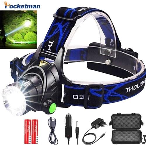 Headlamps 18000lumens Led Headlamp V6/L2 Zoomable Headlight Head Torch Flashlight Head lamp by 18650 battery for Fishing Hunting