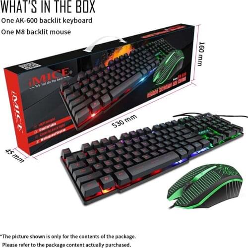 Keyboard and mouse kit Muis Bedraad Toetsenbord Stille Gaming Muis Set Forpc Laptop gaming RGB backlit 104-key Ergonomic Stille