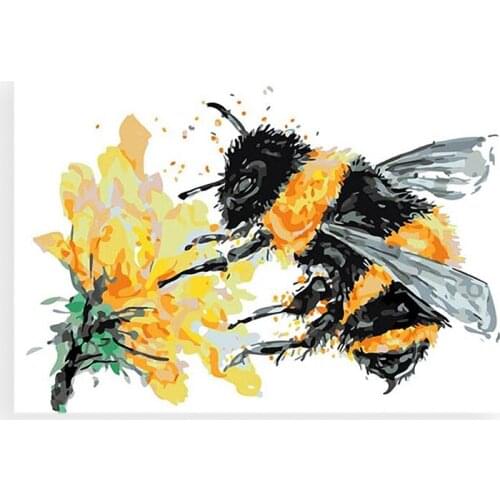 Practical Adult Paint By Number Kits on Canvas 16X20 Inch DIY Acrylic Painting Kit for Kids & Adults Beginner - Bee
