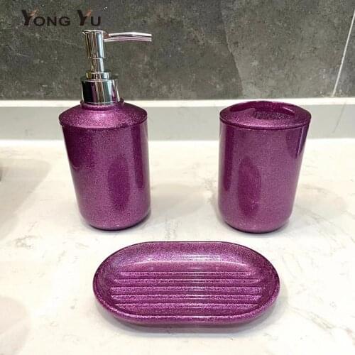Set of 3 Plastic Bathroom Accessories Set Toothbrush Holder Soap Dispenser Soap Box Toilet Shower Storage 320ML