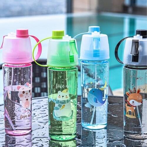 New 400/600Ml 4 Color Solid Plastic Spray Cool Summer Sport Water Bottle Portable Plastic Bike Bicycle Shaker My Water Bottles