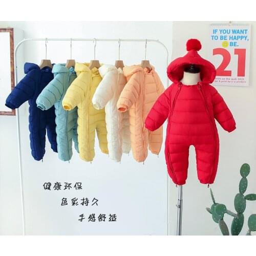 2021 Autumn Winter Newborn Rompers Hooded Warm Cotton Baby Boys Jumpsuit Toddler Girls Snowsuit Infant Overalls Dropshipping