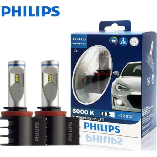 2X Philips X-treme Ultinon LED H8 H11 H16 6000K +200% more Bright Light Car Fog Lamps Genuine Original Bulbs 12834UNIX2