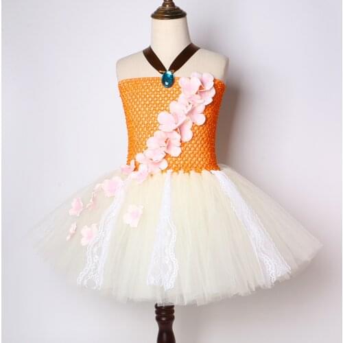 Princess Moana Tutu Dress For Girls Birthday Party Dress Up Children Lace Tulle Flower Girl Dress Kids Halloween Cosplay Costume