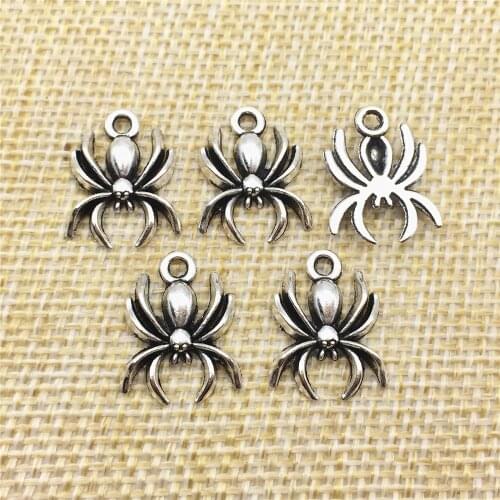 10Pcs 14*17mm Spider Pendant Zinc Alloy Upside down Spider Charms Diy Jewelry Making Findings