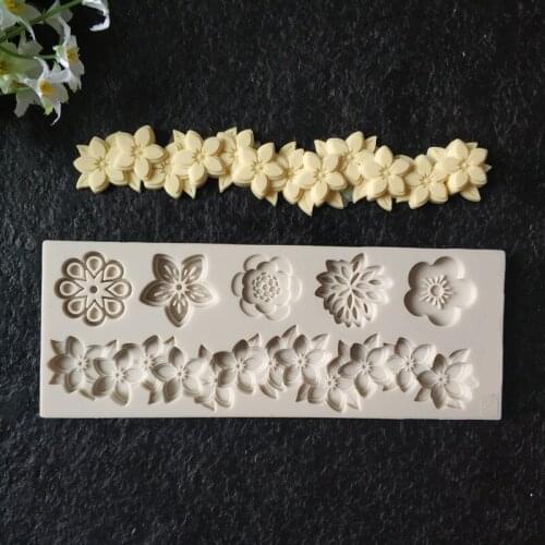 Silicone Flower String Fondant Cake Border Decor Molds DIY Baking Tools