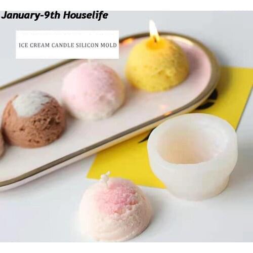 Ice Cream Ball Candle Silicone Mold DIY Aromatherapy Plaster Candle Diffused Stone Handmade Candle Mold Dessert Cake Soap Tools