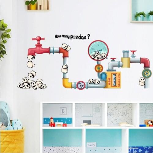 How many Pandas Kids Room Decoration Wall Sticker New Creative Animal Pictures for Children Rooms Nursery Wall Decals Poster