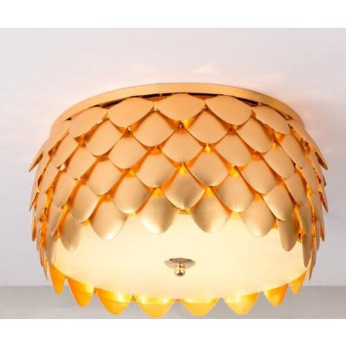 E27 Modern Aluminum Acrylic Gold Metal Ceiling Lamp Round Romantic Warm Lustre Light Fixture For Home Living Dining Room Bedroom