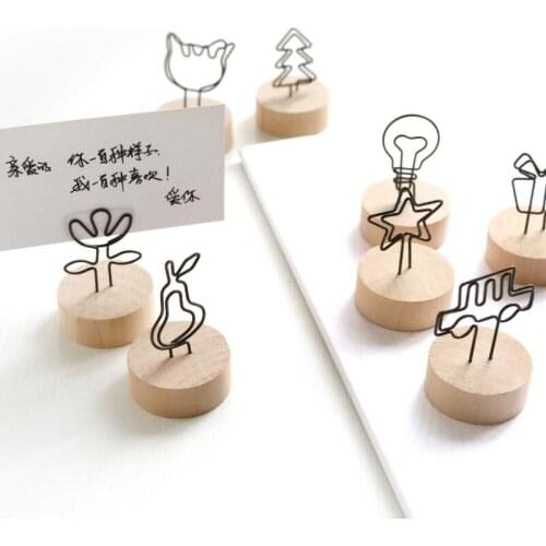 Wedding Party Decoration Wooden Photo Clip Card Holder Table Stand Number Memo Stand With Clip
