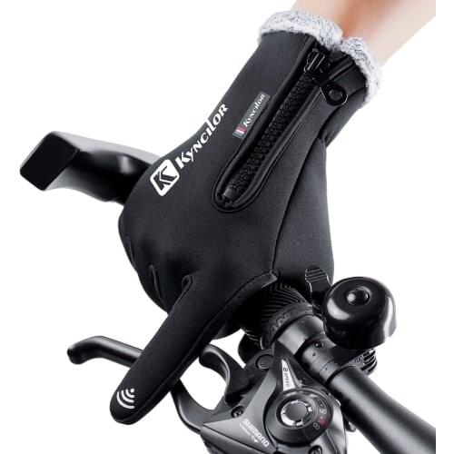 Cycling Gloves Winter Thermal Touch Screen Anti-Slip Windproof waterproof Fleece Lining Adjustable Zipper Outdoor Sports Gloves