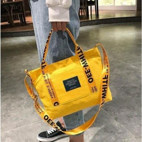 Large Capacity Canvas Bag Cotton Cloth Reusable Tote Letter Printing Beach Female Handbags