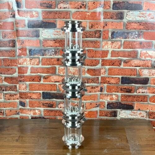 Clamp 3" Glass column for distillation. Stainless Steel bubble plates . Distiller. Moonshine Still