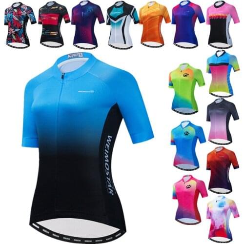 Weimostar Women Bike Jersey Tops Summer Cycling Jersey Short Sleeve Team Bicycle Shirt Anti-Sweat Cycling Clothing Ropa Ciclismo