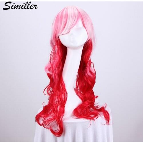 Similler Cosplay Synthetic Wigs for Women Rainbow Multicolor Curly Wig Heat Resistance Fiber White T Red 12colors Available
