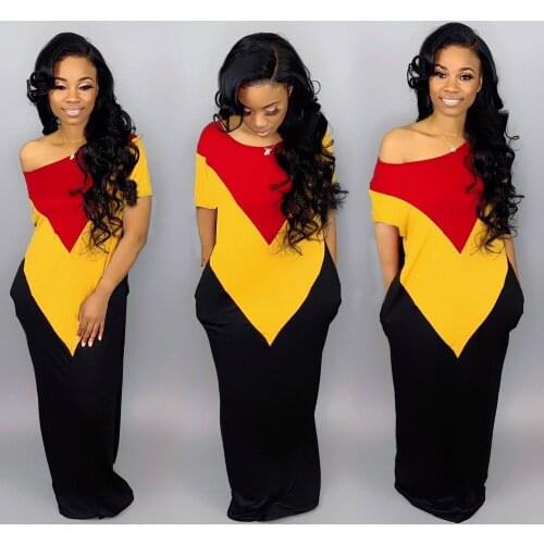 European and American Womens Casual Loose Color Matching Dress