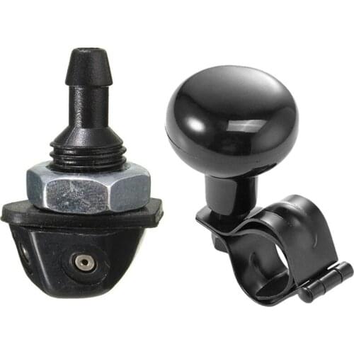 1Pair Universal Front Window Windshield Washer Sprayer Nozzle & 1X Car Steering Wheel Spinner Knob Power Handle Ball