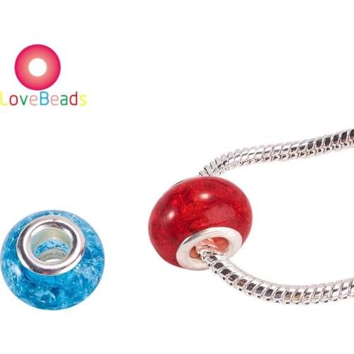 10 Pcs Color Big Hole European Spacer Beads Metal Core Charms Fit DIY Crafts Pandora Bracelet Jewelry Making Beading Supplies