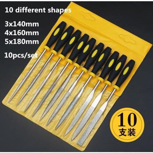 10Pcs/Set 3x140mm 4x160mm 5x180mm Needle Files Kit Carving Jewelry Diamond Glass Stone Wood Craft Tool