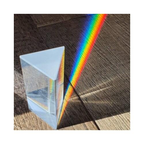 25-300MM Triangular Prism BK7 Optical Prisms Glass Physics Teaching Refracted Light Spectrum Rainbow Children Students Present