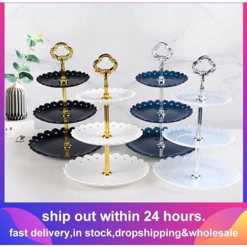3 Tier Cake Stand Afternoon Tea Wedding Plates Party Tableware New Bakeware Plastic Tray Display Rack Cake Decorating Tools