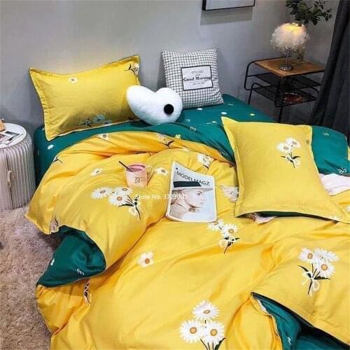 White Cow Printed Bedding Sets 3/4pcs Geometric Pattern Bed Linings Duvet Cover Bed Sheet Pillowcases Cover Set Kids Adult