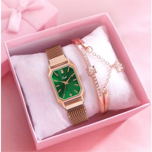 2021 Fashion Watch For Women Simple Square Magnetic Bracelet Set Ladies Watch Quartz Wristwatch ​Luxury Clock Montre Femme