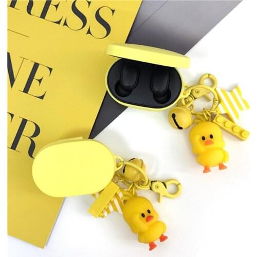 Yellow Duck Keychain Earphone Case for Xiaomi Redmi AirDots Case Cover Wireless Bluetooth Earphone Cases Soft Case