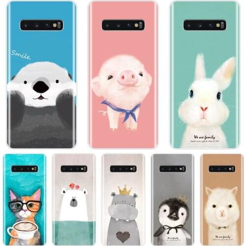 Pink Pig Cat Phone Case For Samsung Galaxy S10E S10 Plus 5G Silicone Soft TPU Back Cover For Samsung Galaxy Note 10 Pro Case