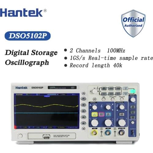 Digital Oscilloscope Hantek DSO5102P Portable 100MHz 2Channels 1GSa/s Record Length 40K USB Osciloscopio Handheld Oscilloscopes