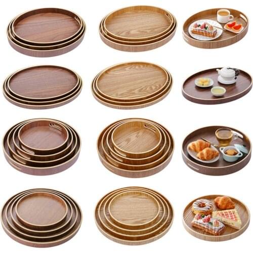 Wooden Tea Trays Round/Oval/rectangular Serving Storage Tray Food Dishe Drink Platter Food Dessert Fruit Snack Plates Home Decor