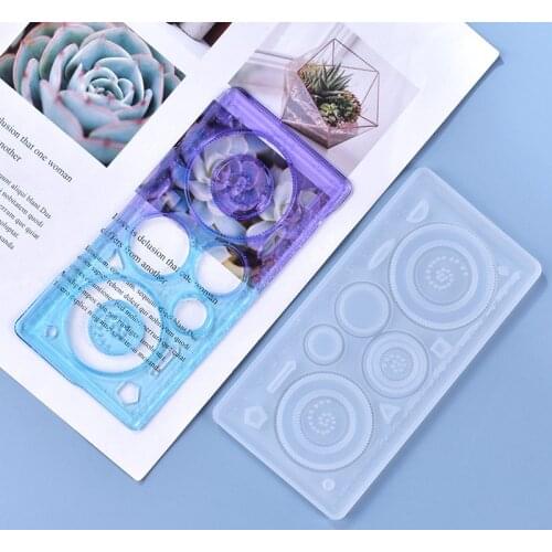 DIY Kids Painting Ruler Crystal Epoxy Mold Students Drawing Supplies Handmade Gift Ruler Funny Silicone Mould Measuing Tools