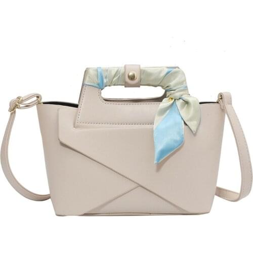 Silk Scarf Handle Design Ladies Hand Bag PU Leather Shoulder Crossbody Bags For Women 2021 Luxury Branded Tote Handbag And Purse